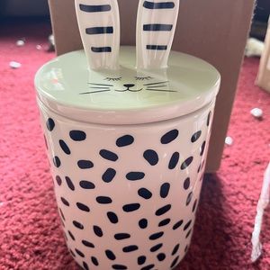 Ceramic Black and White Bunny Canister